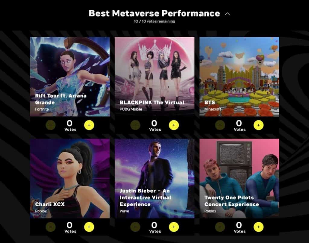 MTV VMAs introduces The Best Metaverse Performance Award