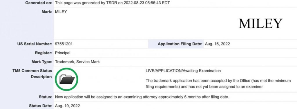 Miley Cyrus registers Metaverse and NFT-related trademarks