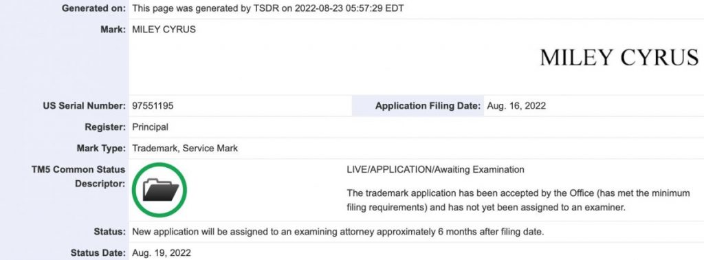 Miley Cyrus registers Metaverse and NFT-related trademarks