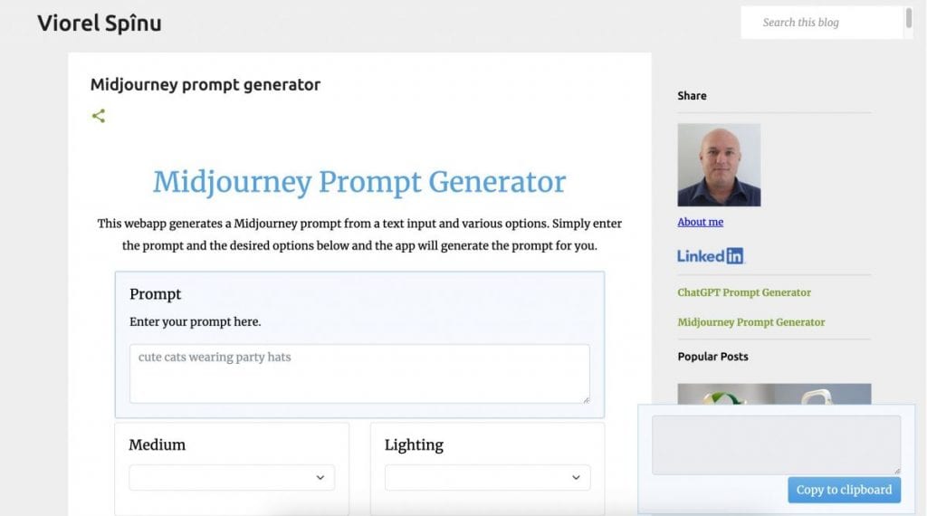 Midjourney Prompt Generator by Viorel Spînu