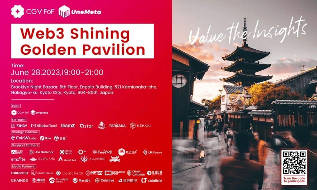 The Web3 Shining Golden Pavilion Event, Co-Hosted by CGV and UneMeta, in Kyoto, Japan, on June 28