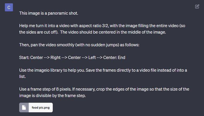 Step #4: Customize Your Animation To achieve the desired effect, modify your GPT prompt accordingly. In the case of animating food from left to right, you can use a prompt similar to the one provided below. Feel free to adapt it to suit your specific requirements: