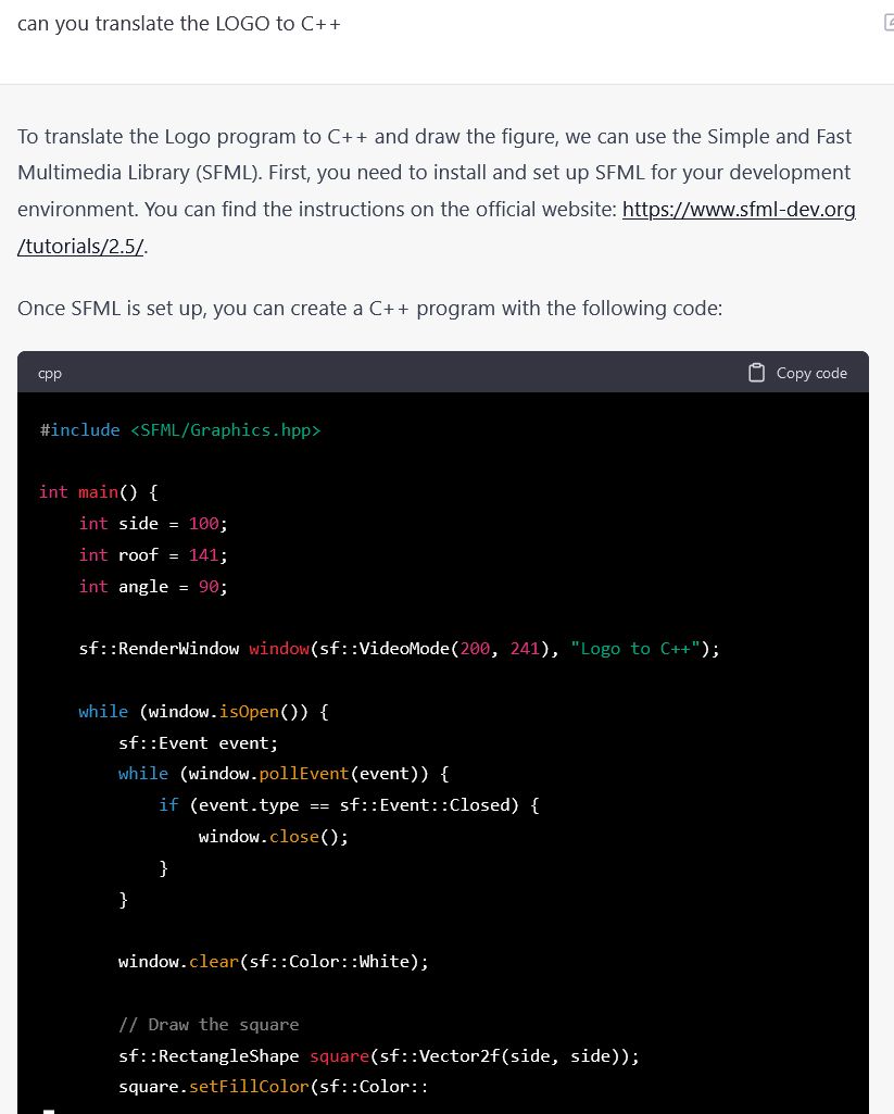 The possibilities are boundless, with Code Interpreter facilitating LOGO to Roblox translation, LOGO to LEGO translation, generation of CAD files from LOGO, and even translating Turtle Graphics into instructions for pilots to create sky-drawn shapes.