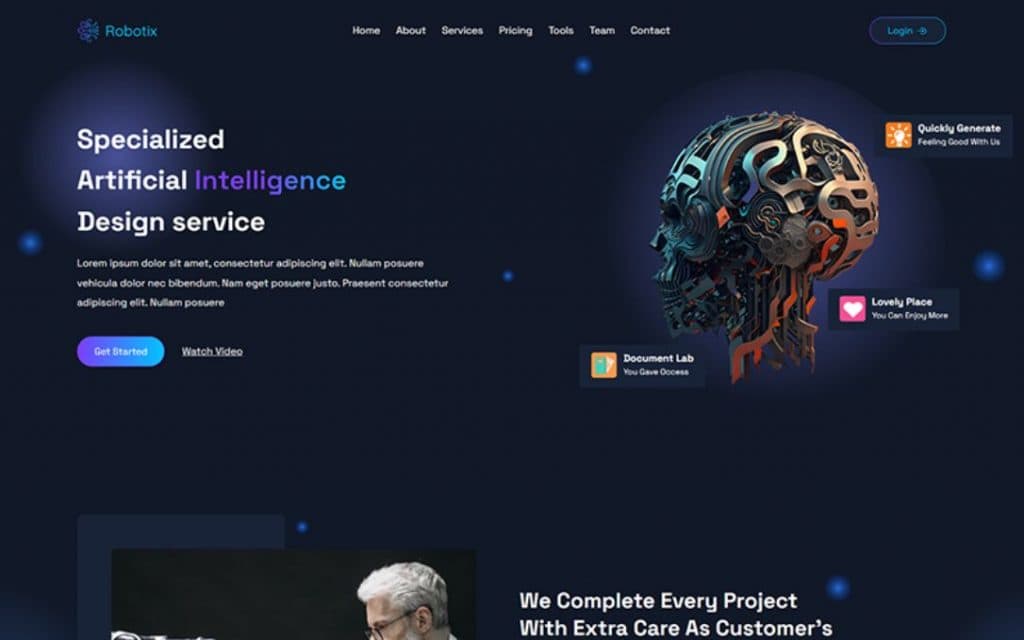 1. Robotix - AI Writer & Tech Startup Landing Page Template