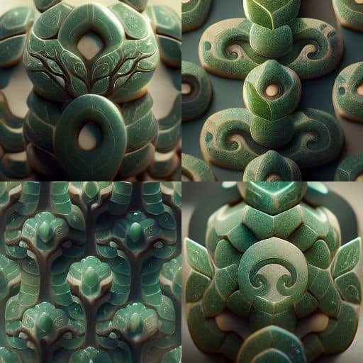  seamless tileable jade tree pattern, spiral carvings