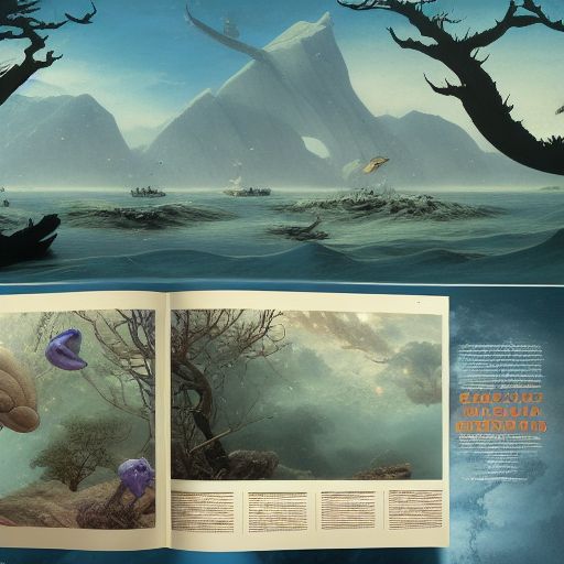 “WORLDS”: zoological fantasy ecosystem infographics, magazine layout with typography, annotations, in the style of Elena Masci, Studio Ghibli, Caspar David Friedrich, Daniel Merriam, Doug Chiang, Ivan Aivazovsky, Herbert Bauer, Edward Tufte, David McCandless —ar 5:7 --s 5000 --q 2